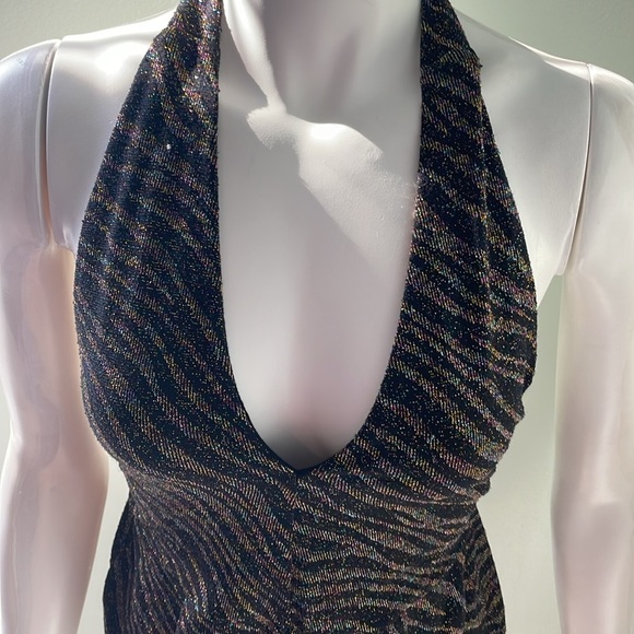 Zara Black Mini Metallic Halter Romper Small - Picture 2 of 6